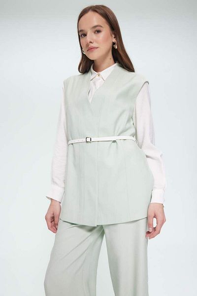 DeFacto New Season V-Neck Belted Twill Hijab Classic Vest