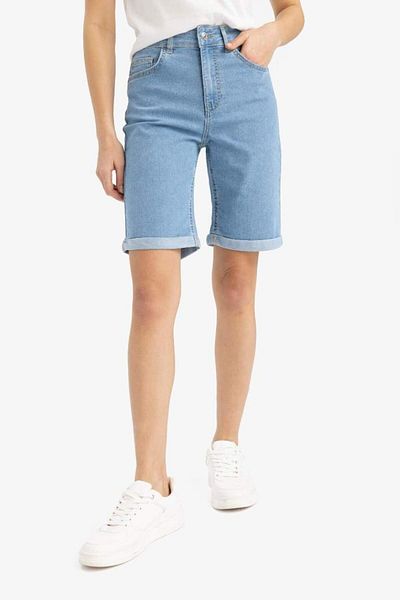 DeFacto Nou sezon, talie normală, pantaloni scurți Bermuda din denim