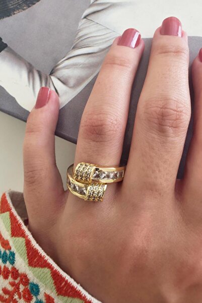 By Zeyna Aksesuar خاتم نسائي من سلسلة Vip Baguette Zircon Stone غير مؤرخ وقابل للتعديل