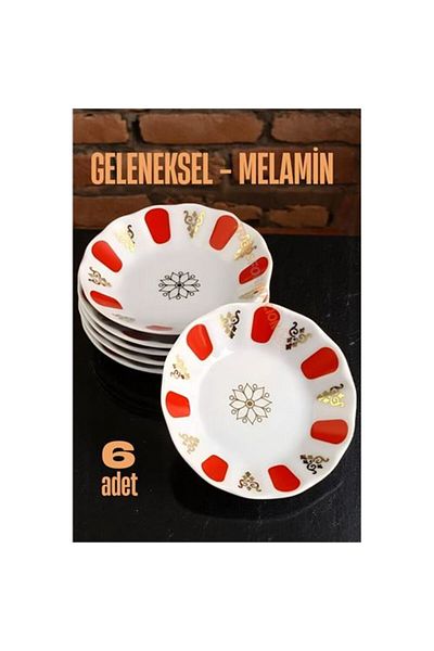 Skygo Modacar Melamine Tea Plate 6 Pcs Traditional Turkish Tea Cup Coaster