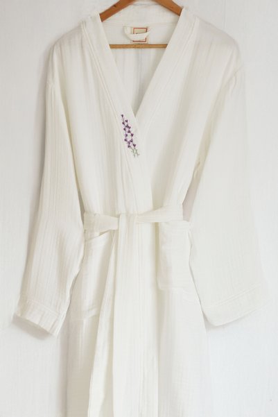 PAHTA 4 Layer Muslin Bathrobe & Dressing Gown, 100% Cotton