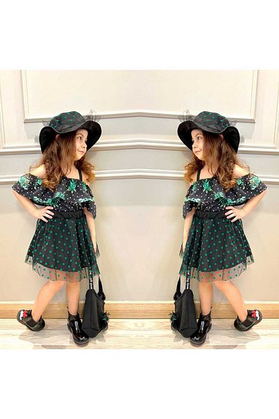 Zevıl Children's Set of 4 Bustier Tulle Skirt Bag and Hat New Season Girls Models