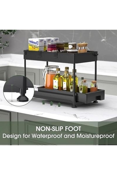 NEXIFY 2-Tier Under Sink Organizer and Storage Large Capacity Heavy Load Pull-out Under Sink Shelves