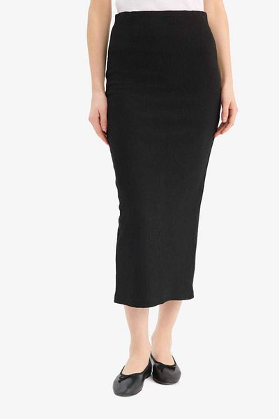 DeFacto Noul sezon, cu talie înaltă, camisole, fustă creion neagră maxi, simplă