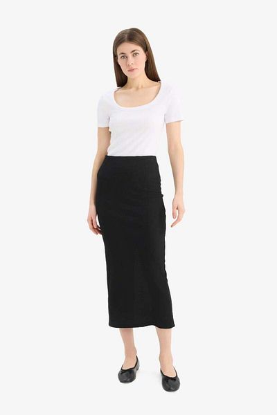 DeFacto Noul sezon, cu talie înaltă, camisole, fustă creion neagră maxi, simplă