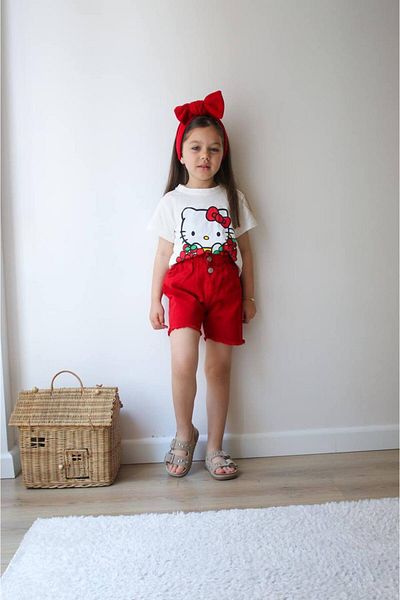 Canlook Character Printed Denim Shorts Suit