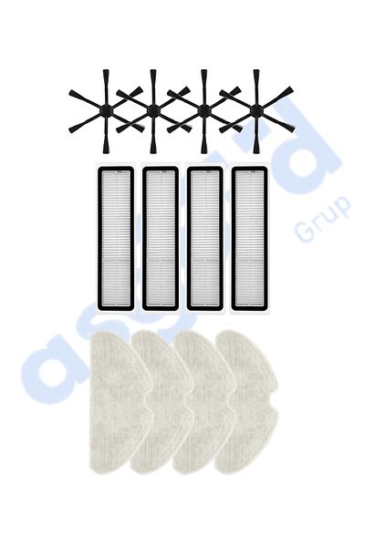 Asgard Grup Dreame D10S, D10S Pro, D9 Max Gen2 Compatible 4 Side Brushes 4 Filters 4 Mops