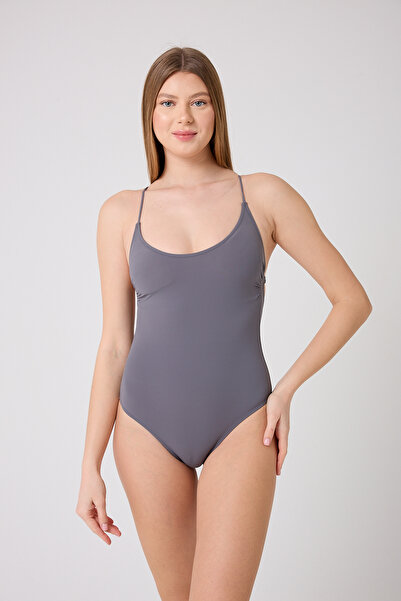 enmodaiçgiyim Füme Sırt Dekolteli İp Askılı Kadın Mayo