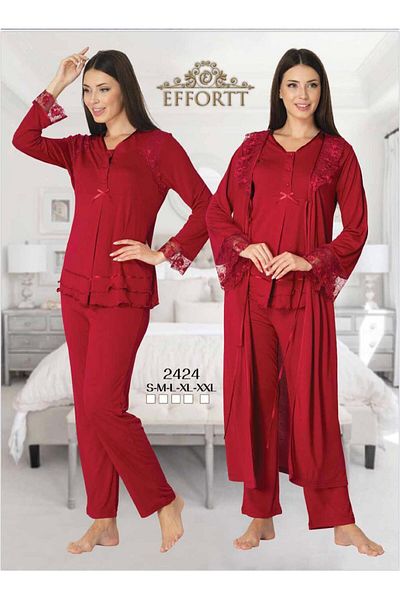 EM&FA TEKSTİL Pregnant Maternity Pajama Set with Robe