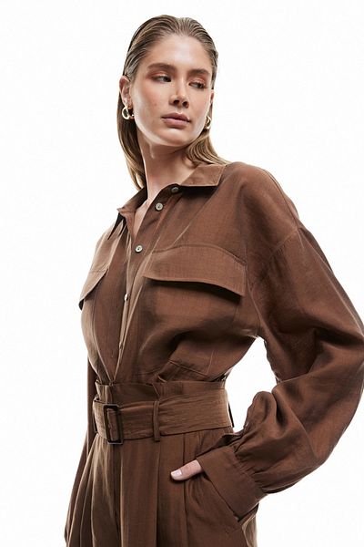 Koton Women's X Sima Tarkan - Modal Fabric Long Sleeve Classic Collar Shirt with Flap Pocket Detail 5Sak