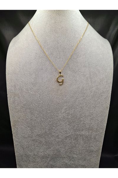 Han Ticarethane Gold Color Steel Letter g Necklace and Earring Set