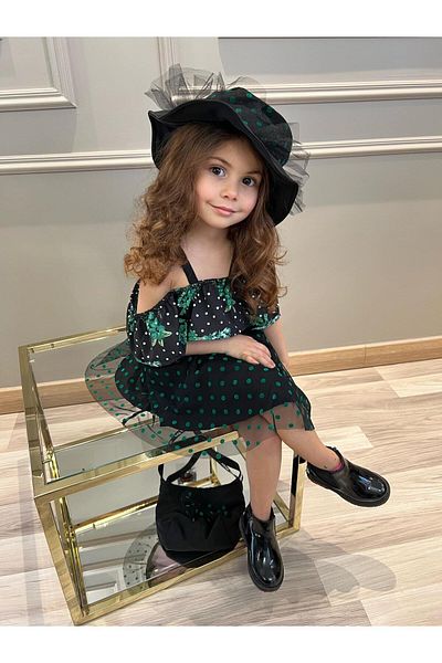Zevıl Children's Set of 4 Bustier Tulle Skirt Bag and Hat New Season Girls Models
