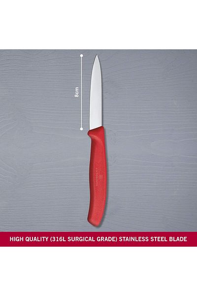 Victorinox Victorinox 6.7601 Swiss Classic Paring 3¼"" Straight Spear Point Blade 5/8"" Width at Handle Red