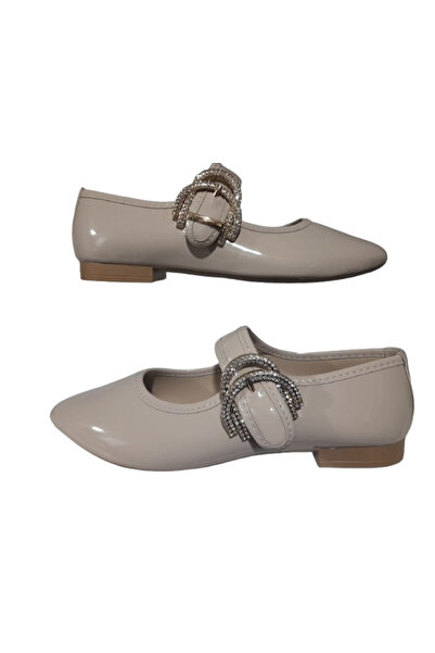 CEYLANLAR حذاء باليه نسائي بإبزيم كريمي خفيف الوزن ومريح وأنيق لمكتب العمل ال...