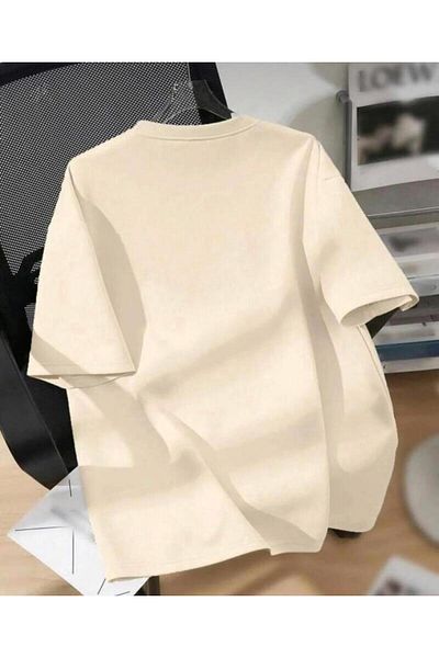 khufu Oversize Μπεζ Χρώμα NEW YORK u.S.a Μπλουζάκι με τυπωμένο Casual κομμένο Unisex