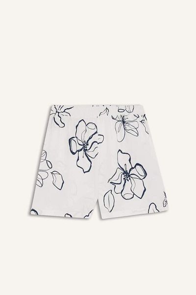 DeFacto New Season Regular Fit Regular Waist Patterned Flexible Tape Linen Blend Shorts