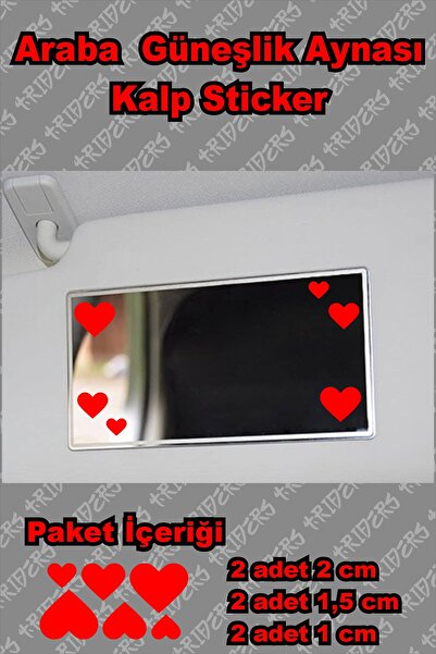 TRİDERS Kalp Araba Ayna Sticker Güneşlik Sticker