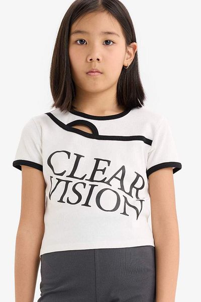 DeFacto New Season Girls Slim Fit Slim Fit Crew Neck Printed Ribbed Camisole Short