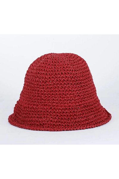 bacc Red Hand Knitted Straw Hat Bcnsv-2514399