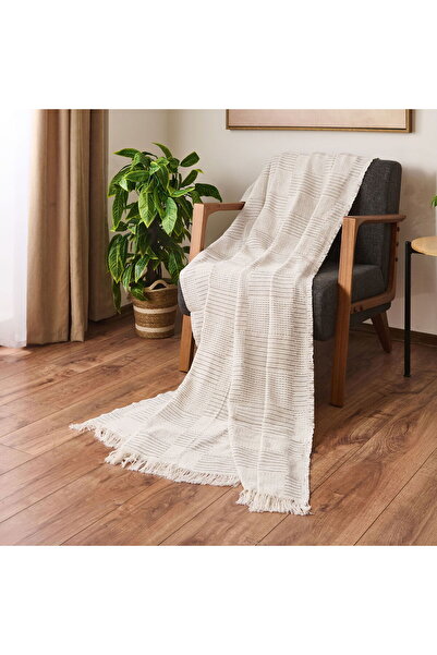 ASPARTAM Soft Nemo Sofa Shawl - Ecru / Anthracite - 180X220 cm