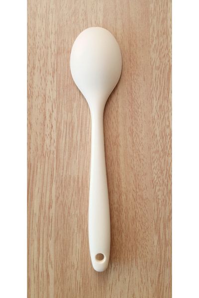 TARIK HOME Hard Tip Heat Resistant Fireproof Non-Stick Silicone Short Deep Spoon-20 cm