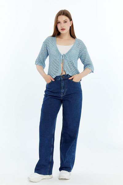 MA ananas Cardigan cu mânecă scurtă cu frânghie ajurata pentru femei