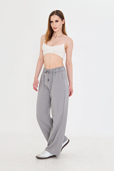 AS Anita Store Gray Linen Wide Leg Trousers