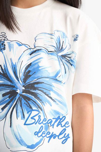 DeFacto New Season Girl's 2-Piece Set Printed Short Sleeve T-Shirt Biker Leggings