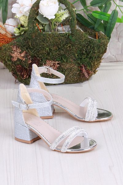 fort 352087 Stone Detailed Heeled Girl's Evening Dress Shoes