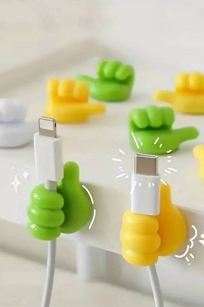Hanedanev 1Pc Hand-Shaped Cable Key Glasses Accessory Holder Decorative Cable Organizer Adhesive Hanger