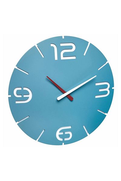 TFA Colorful Wall Clock, Analogue, Designer Created, Contour Model, Blue, 60.3047.14
