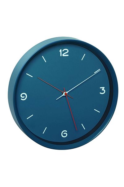 TFA Silent Wall Clock, Analogue, Petrol Blue, Monochrome, Minimalist Design, 60.3056.06