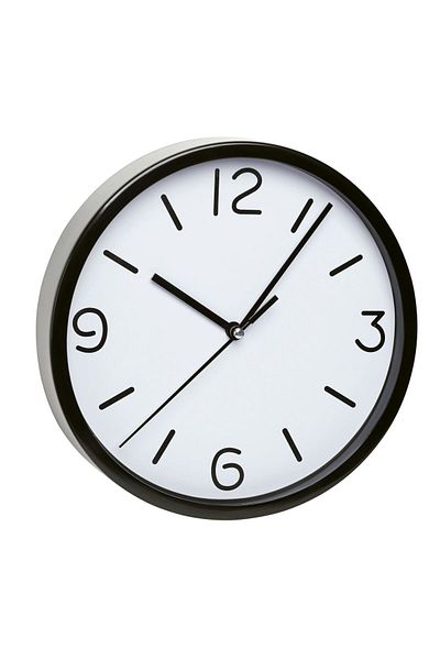 TFA Silent Analogue Wall Clock, With Glass Cover, Large Digits, Black, 60.3033.01