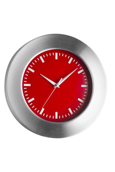TFA Analogue Wall Clock, With Aluminum Frame, Red Background, 98.1048.05