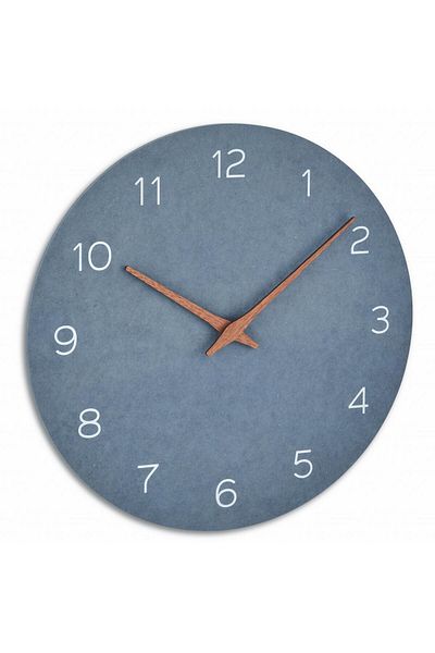 TFA Silent Precision Wooden Analog Wall Clock Minimalist Design Blue 60.3054.06