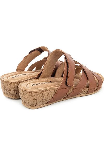 Hush Puppies Erraza Anatomical Sole Genuine Leather Velcro Adjustable Women's Slippers Brown
