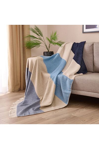 ASPARTAM Carta Jacquard Scottish Tv Blanket - Blue / White - 130X170 cm