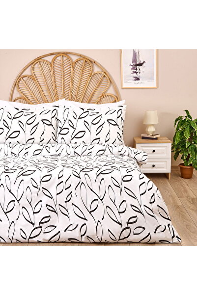 ASPARTAM طقم غطاء لحاف مزدوج من سوفت مارج - إكرو / أسود