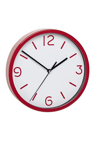 TFA Silent Analogue Wall Clock, With Glass Cover, Large Digits, Red, 60.3033.05