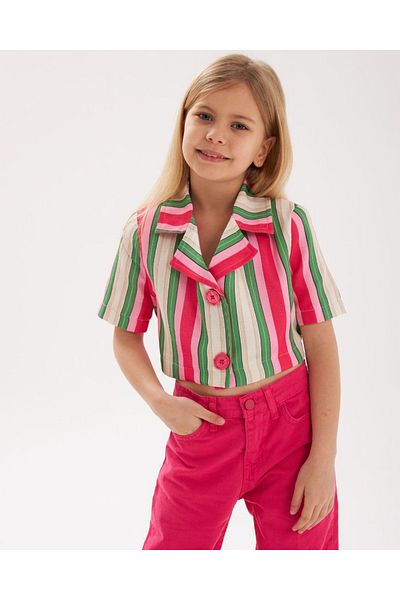 Marka Sensin Kids Girl's Special Style Design Padded Blazer Jacket Colorful Trousers 2 Piece Set