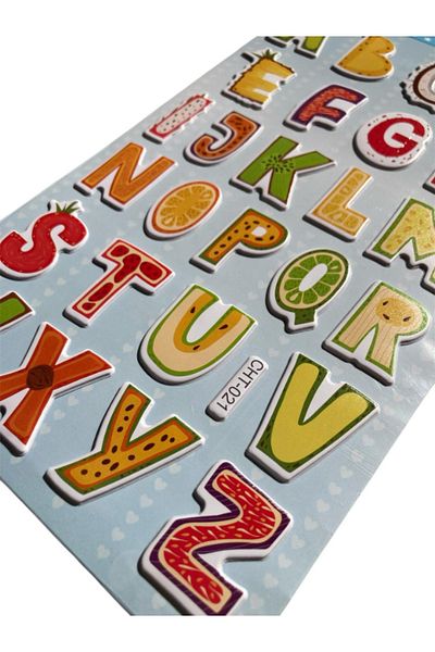 Pembe Pasaj Letter Sticker - Alphabet Sticker - Embossed Sticker Label for Children