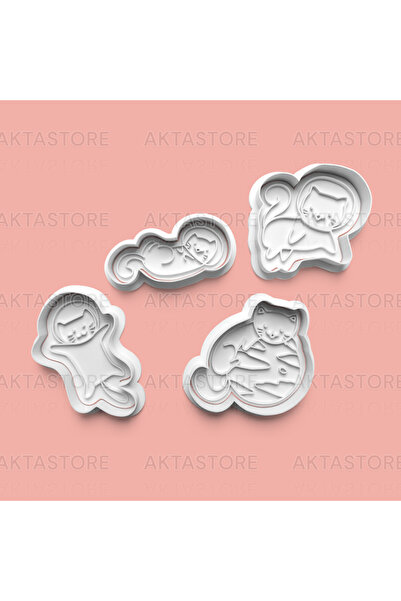 AKTASTORE مجموعة قوالب البسكويت وقوالب عجينة السكر على شكل قطة الفضاء مكونة م...