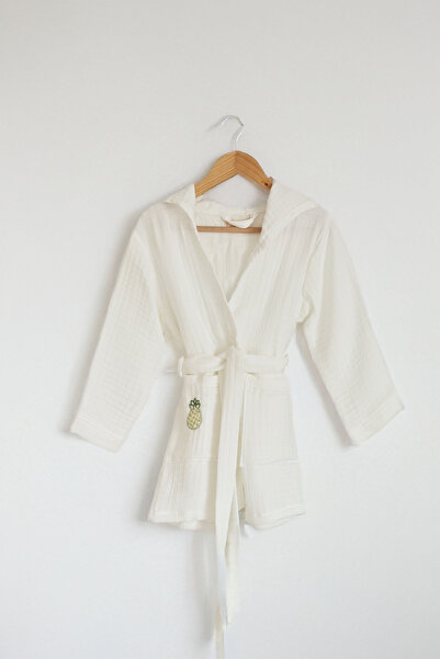 PAHTA 4 Layer Muslin Hand Embroidered Children's Bathrobe, 100% Cotton