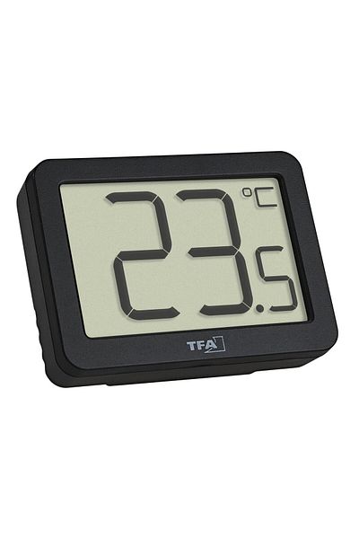 TFA Digital Room Thermometer, With Magnetic Holder, Black, 30.1065.01