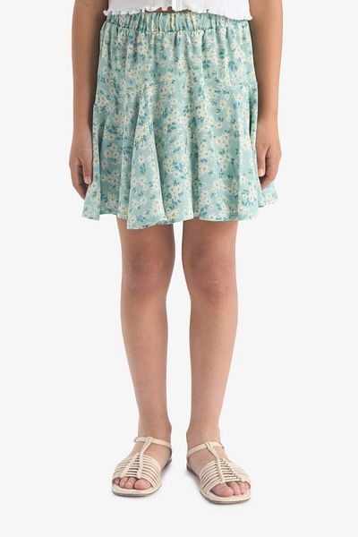 DeFacto New Season Girl's Patterned Flexible Waisted Viscose Skirt