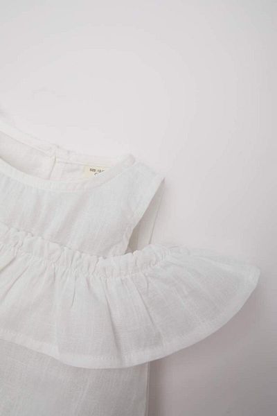 DeFacto New Season Baby Girl Crew Neck Flared Poplin Short Sleeve Blouse