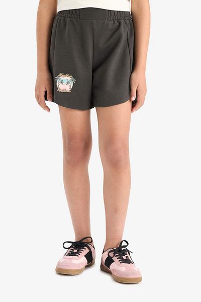 DeFacto New Season Girl's Printed Shorts with Elastic Waist
