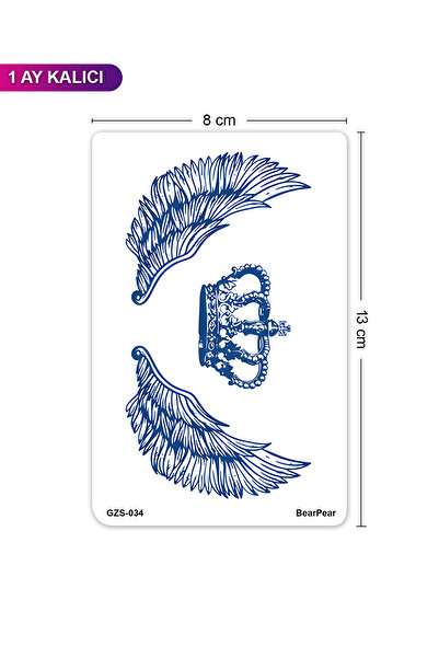 BP Tattoo 1 Ay Kalıcı Kanat Dövmesi Taç Dövmesi Ense Boyun Dövme Tattoo
