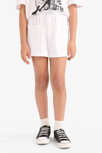 DeFacto New Season Girls' Basic Plain Shorts with Elastic Waist