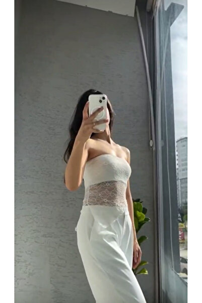 BE CHİC Γυναικεία ασύμμετρη δαντέλα μπλούζα με λαιμόκοψη TRM2300